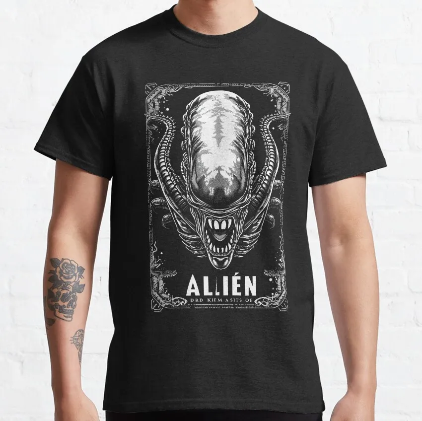 Xenomorph alien T-Shirt for Men Pure Cotton printed ripley plus size mens shirts graphic tee Large size Men\'s clothing