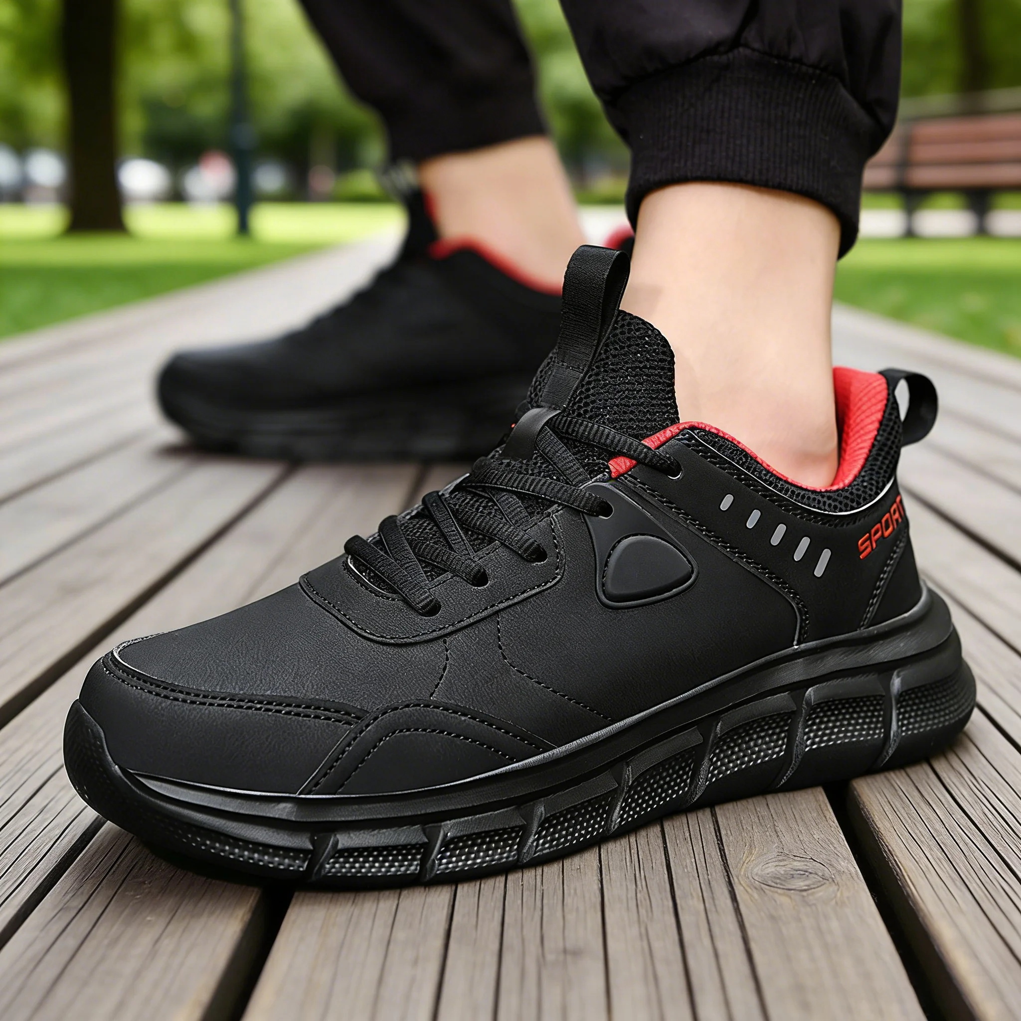 

Men's Running Shoes All Season Breathable Mesh Sports Shoes Lightweight Cushioning Black Sports Outdoor Jogging Walking Shoes