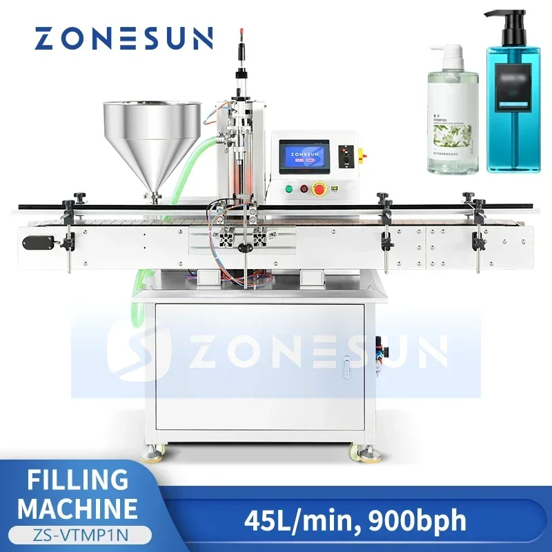Zonesun-máquina automática de llenado de pasta, relleno de loción gruesa, equipo de llenado de botellas de champú, ZS-VTMP1N