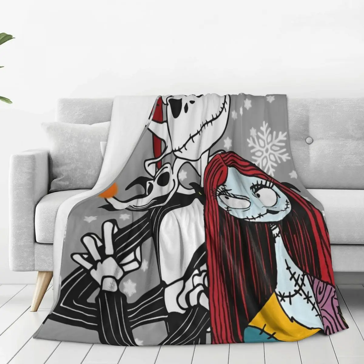 The Nightmare Before Christmas Blanket Jack Skellington and Sally Flannel Throw Blanket For Home Decor Super Soft Bedspread Gift