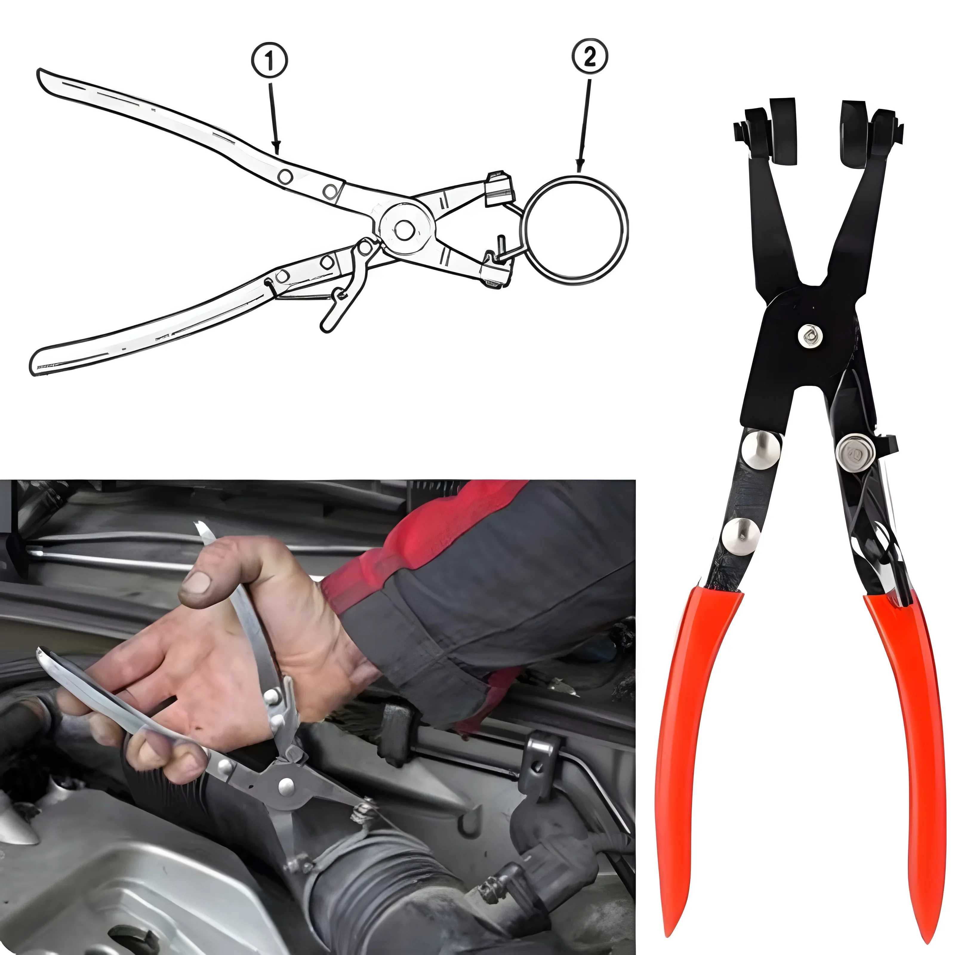 Water Pipe Hose Flat Band Ring Type Tool Auto Removal Tools Car Hose Clamps Pliers for Garden Car Truck Accessories Locking