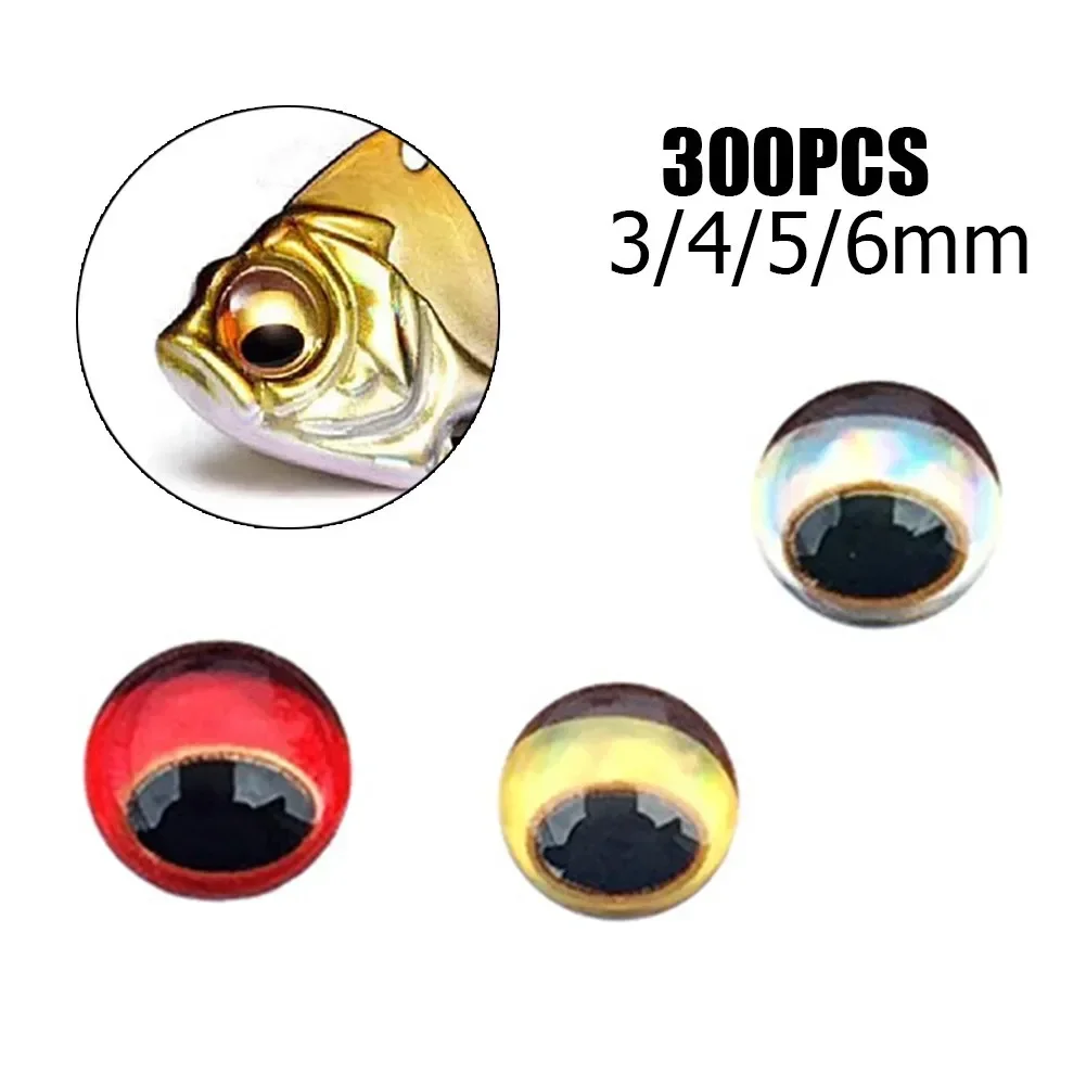 300Pc Fish Eye Snake Pupil Red 3D Soft Molded Eyes Self Adhesives Sticker Holographic Fishing Lure Eyes Fly Tying DIY 3/4/5/ 6mm