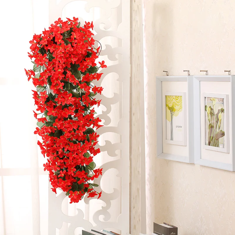 Wall Hanging Fake Flower Violet Window Balcony Decoration,Red