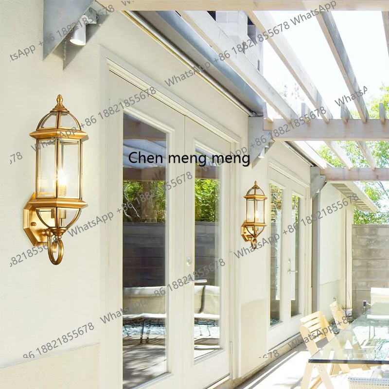 

European-style all-copper outdoor waterproof villa door wall light outdoor courtyard corridor balcony terrace long wall light
