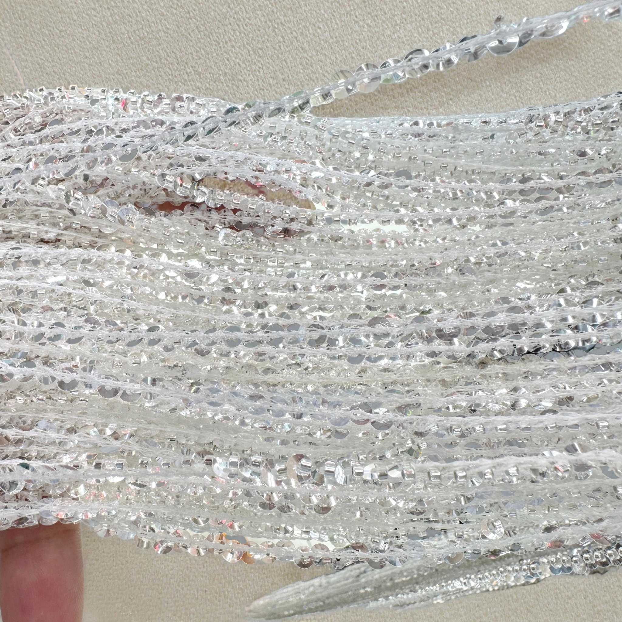 

1.5 yards 52 inches Wide Sequins Beads Beaded Fringe, Custom Make Colors, Sparkle Dress Couture Curtain Party Curtain Fringe