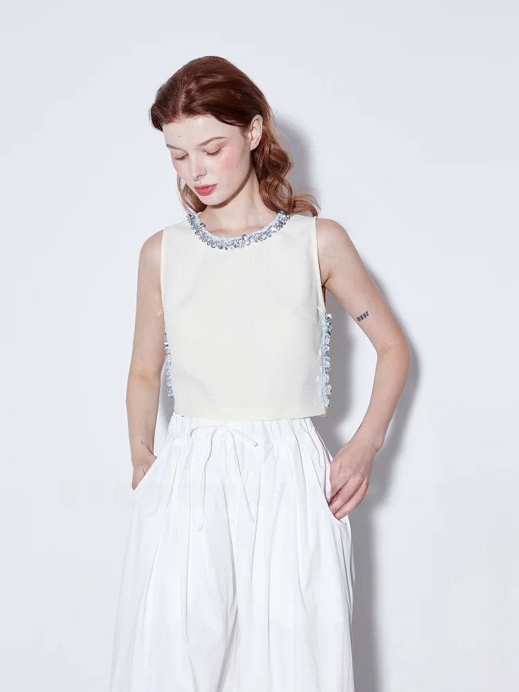 

Жилет женский Finocci с вышивкой пайетками, высококачественный, из полиэфирного волокна, средней длины, на молнии, летняя одежда