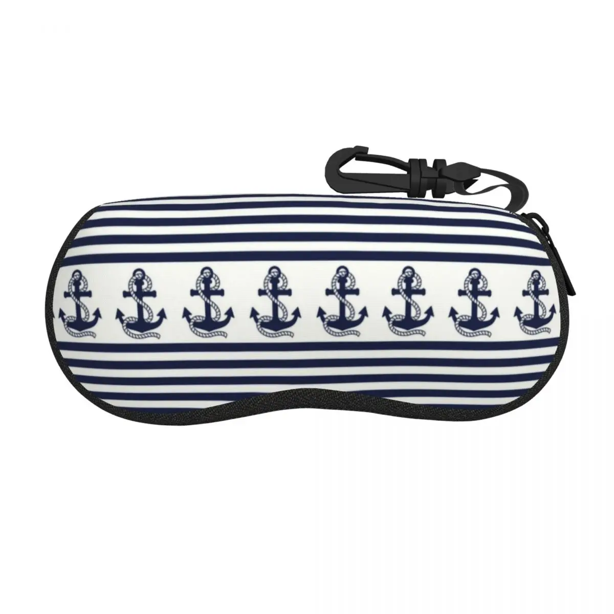 Custom Nautical Stripes With Navy Blue Anchor Glasses Case Portable Sailing Sailor Shell Eyeglasses Case Sunglasses Box