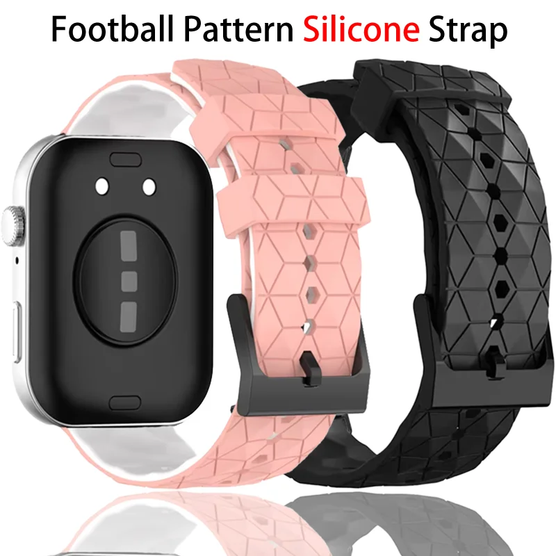 Correa de silicona con patrón de fútbol para Huawei Watch Fit 4/4 Pro, repuesto de pulsera suave y duradera para Huawei Watch Fit 3, accesorio