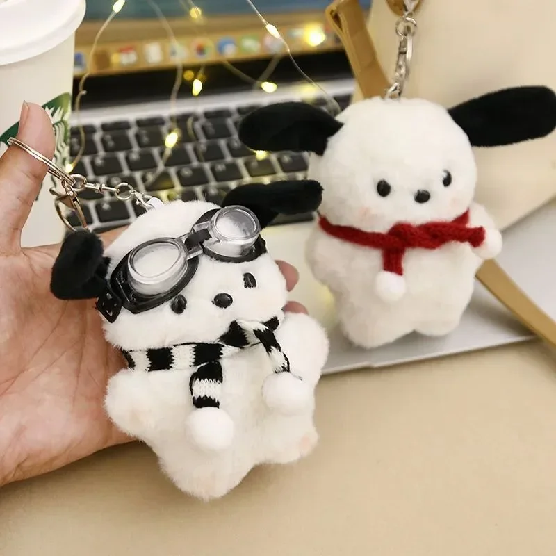 Kawaii Sanrio Pilot Pochacco Portachiavi in peluche Borsa stile Instagram appesa bambola di peluche zainetto ciondolo cucciolo regalo per bambini