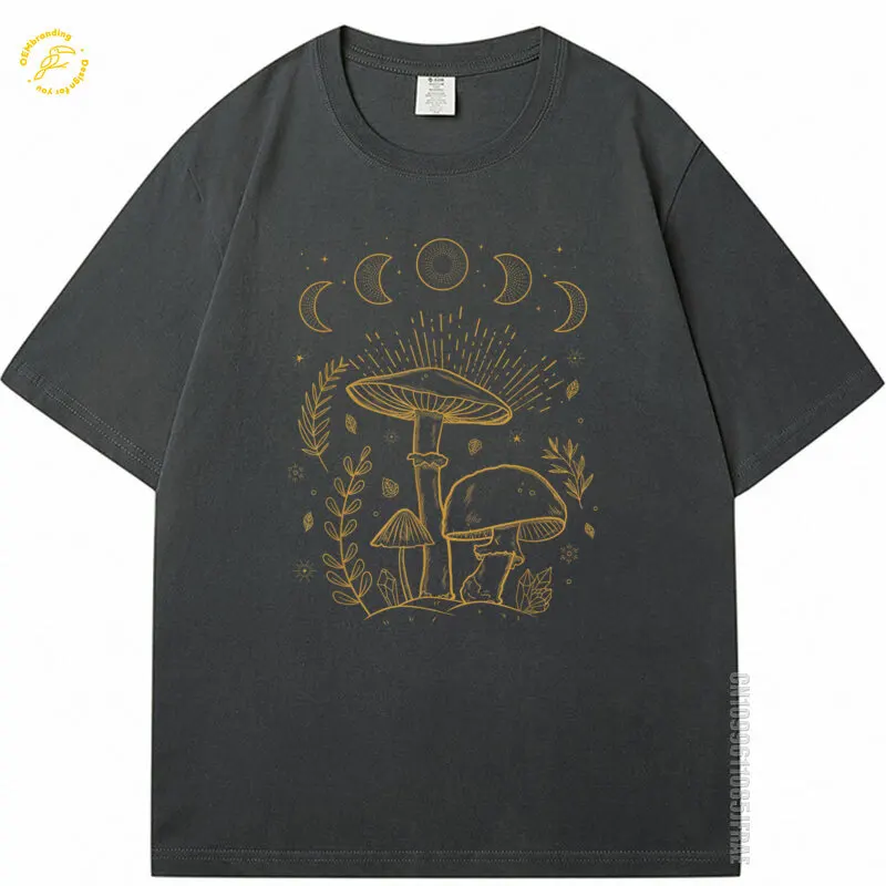 

Goblincore Aesthetic Dark Academia Cottagecore Mushroom Short Sleeve Oversized T-Shirt Japanese Fashion Brasil Y2K Man Tshirt
