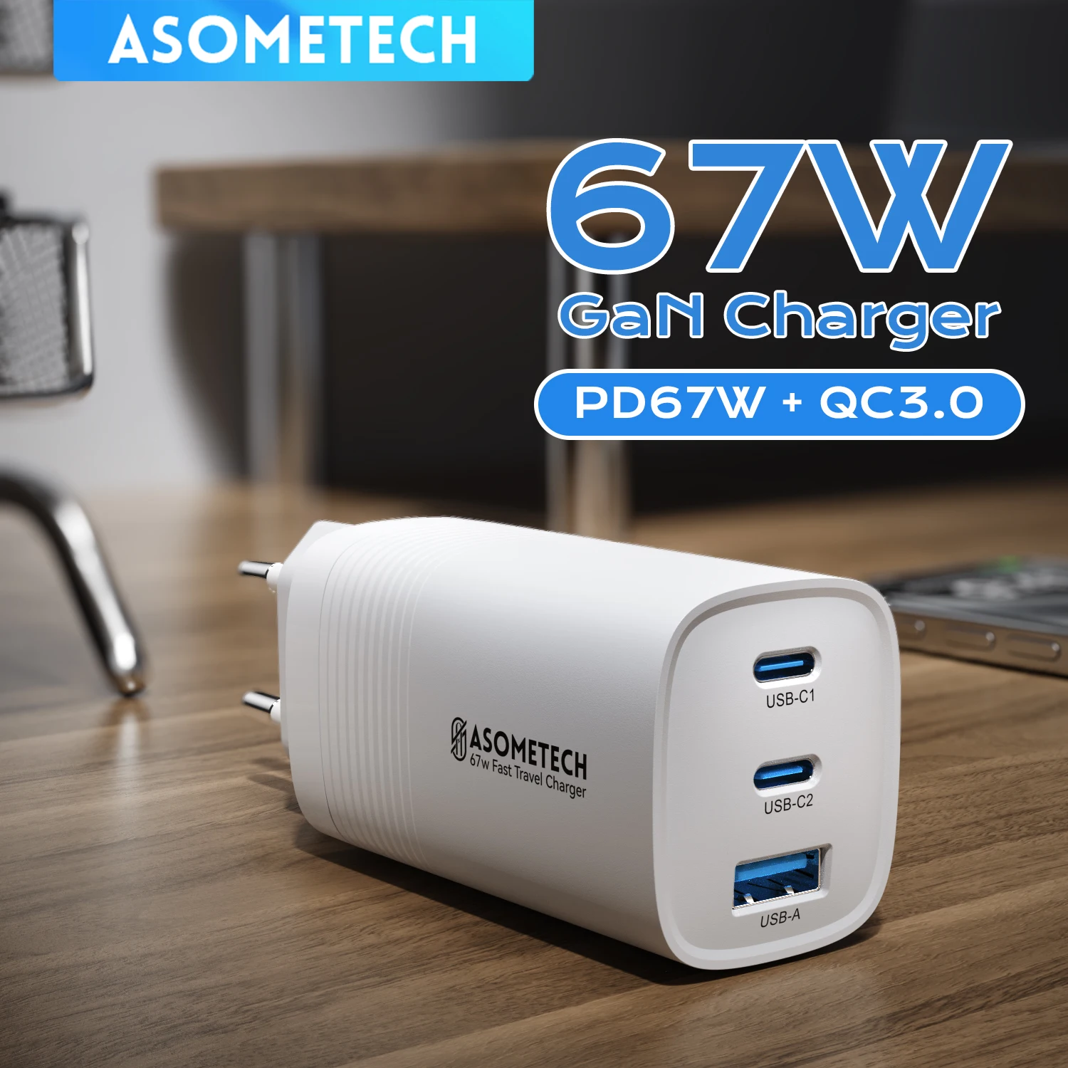 67W GaN Ladegerät USB Typ C Schnellladung Quick Charge 3.0 PD3.0 Telefonladegerät für iPhone 17 16 15 Pro Max Samsung S23 Tablet