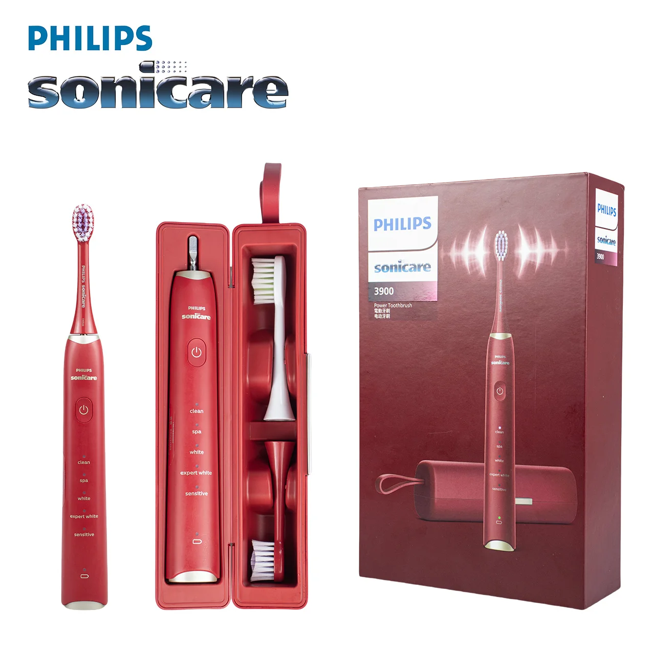 Philips-Brosse à Dents Macicare HX2491/02, Brosse Électrique Sonique pour Tête de Rechange Rouge pour Adulte