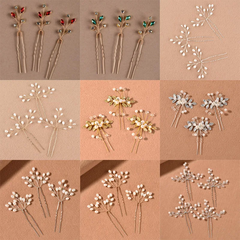 

3pcs Wedding Hairpins Bridal Hair Accessories Pearl Rhinestone Flower Bride Hair Pins Bridesmaid Hairdressing Women Hair Jewelry