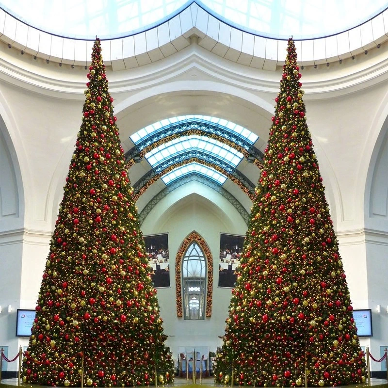 Steel Iron Frame Large Outdoor Christmas Tree Multi Sizes 3-15M For City Square Public Holiday Themed Landscape Construction