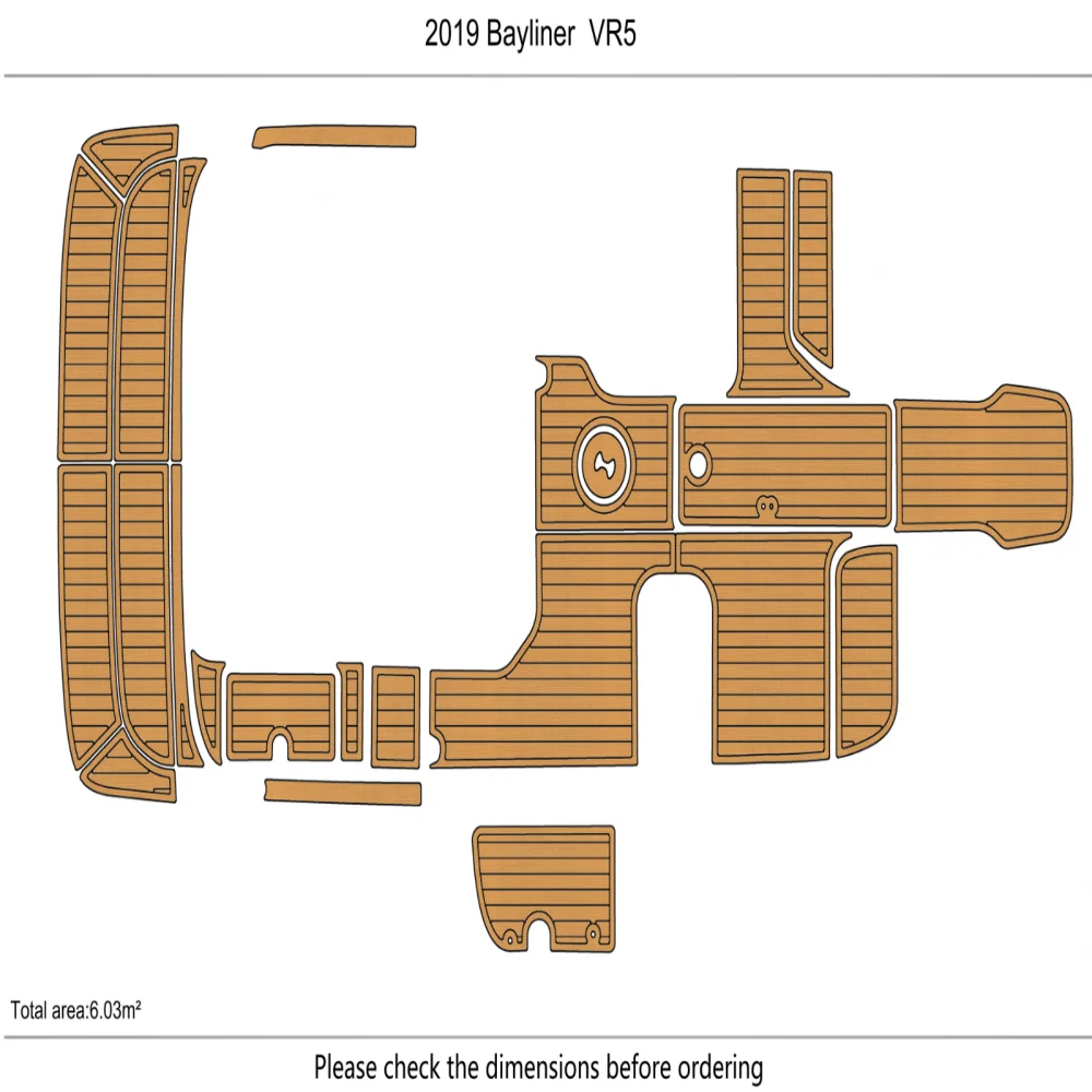 

2019 Bayliner VR5 Cockpit swim platform 1/4" 6mm EVA Foam Faux TEAK floor SeaDek MarineMat Gatorstep Style Self Adhesive