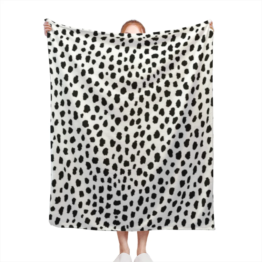 Dalmatian Spots (blackwhite) Blanket Flange Textile Decor Portable Super Soft Throw Blankets for Home Office Plush Thin Quilt