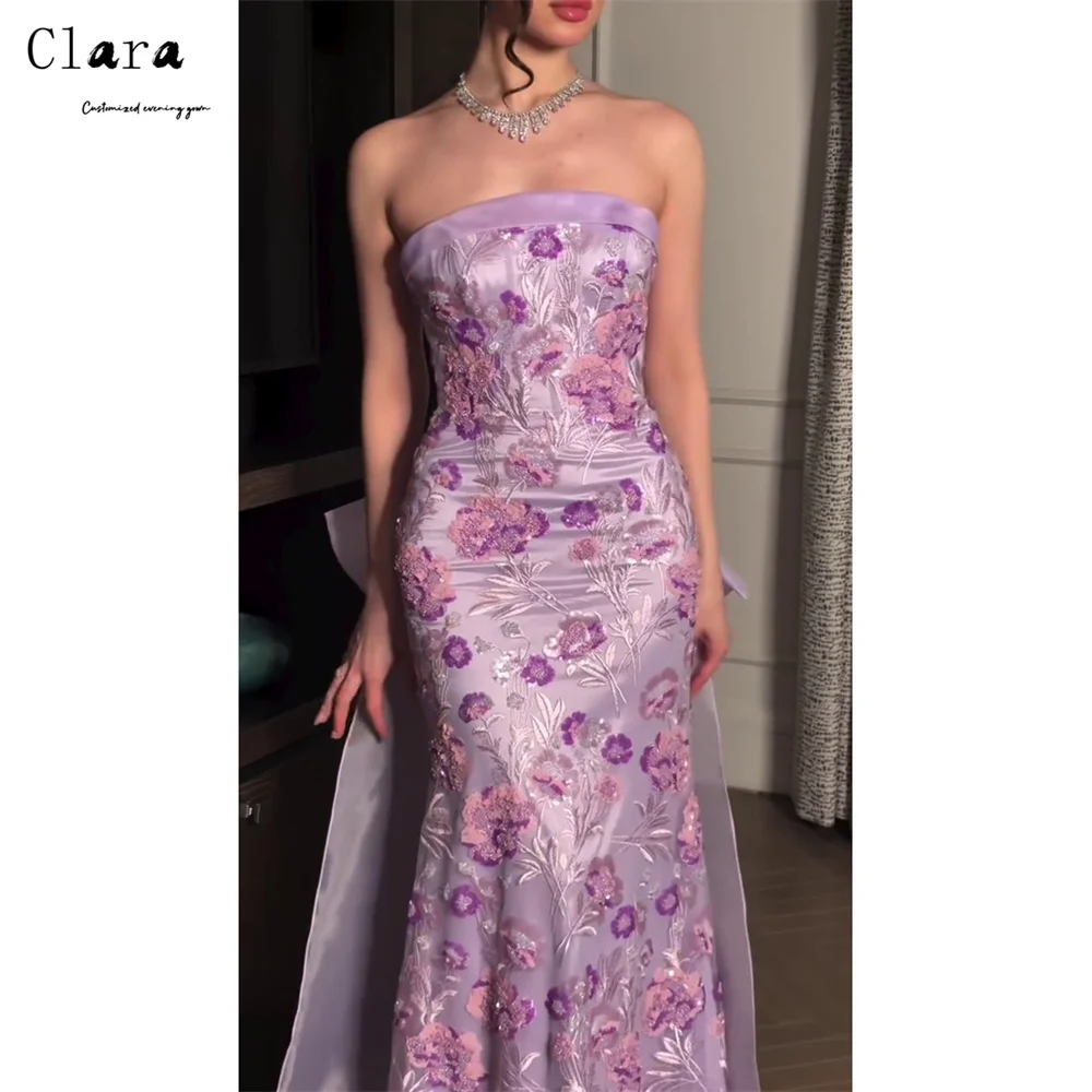 

Clara Custom Fishtail Purple Tube Top Lace Elegant Party Dresses 2026 Luxury Evening Dresses for Events Party Long Dress Women's