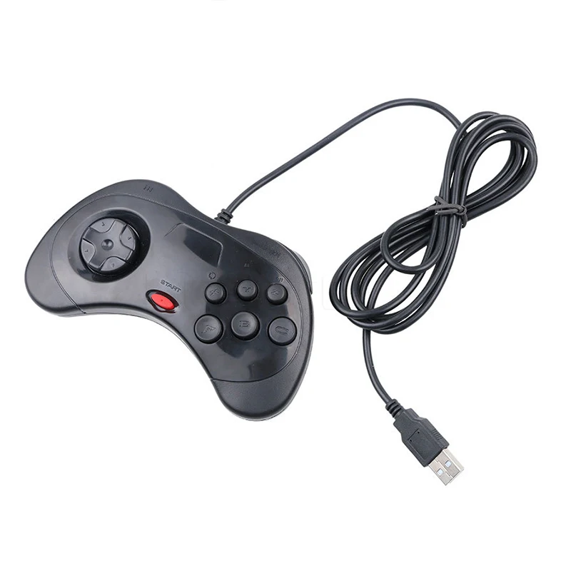 وحدة تحكم ألعاب USB كلاسيكية، لوحة ألعاب Joypad السلكية لنمط نظام Sega Saturn للكمبيوتر الشخصي