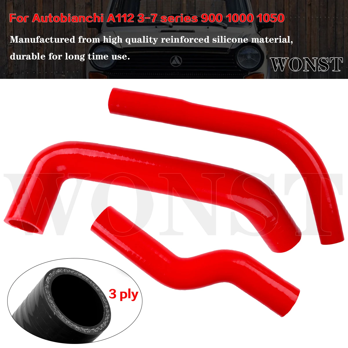 3Ply For Autobianchi A112 3-7 series 900 1000 1050 Fiat Lancia A 112 S3 S4 S5 Silicone Radiator Hoses Tubes Kit Piping 11 Colors