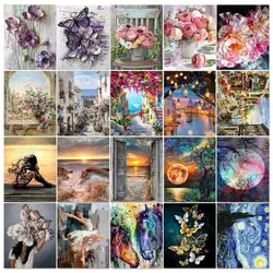 Flower Painting By Numbers For Adults DIY Kits HandPainted Animals On Canvas With Framed Oil Picture Drawing Coloring By Number