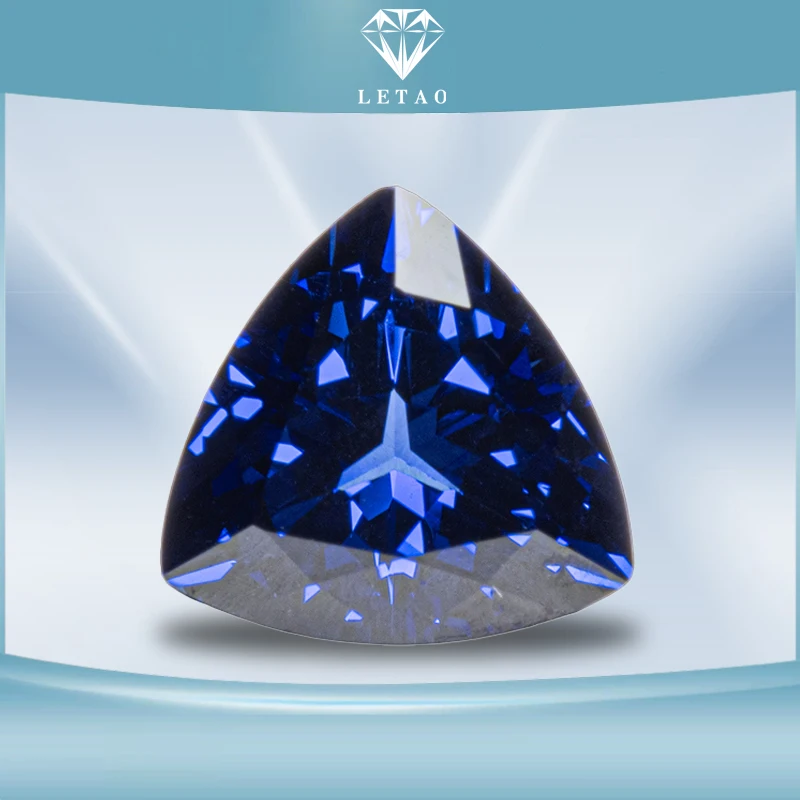 Lab Grown Sapphire Royal Blue Triangle Shape VVS1 Gemstone for Charm Diy Jewelry Making Pendant Ring Selectable  AGL Certificate