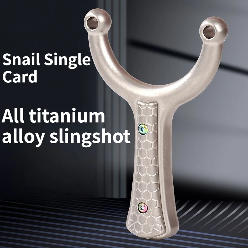 

TC21 titanium alloy CNC single card slingshot for outdoor practical competition flat leather slingshot