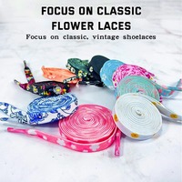 1pair fashion Flower patterned shoelaces Women's sports shoes flat shoes Casual shoelaces long100/120/140/160cm shoe accessories