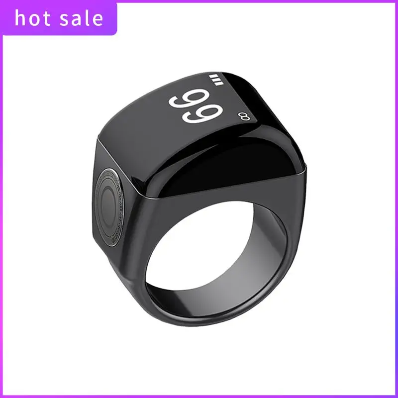 ELEC-Zinc Alloy Smart Ring+Charging Box Waterproof Digital Counter APP Controlled Display 5 Prayer Time Reminders