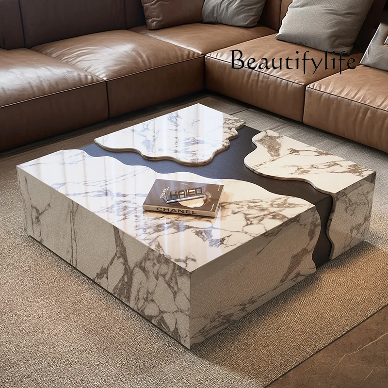 

Modern Italian Designer Marble Coffee Table Villa Living Room Home Square Tea Table