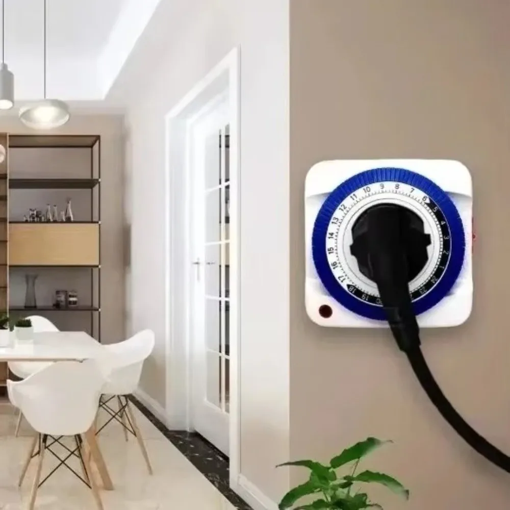 2/3-Pin Plug Timer Switch Socket 15 Minutes Intervals EU/US Plug Mechanical Timer Auto Power Off Energy Saving