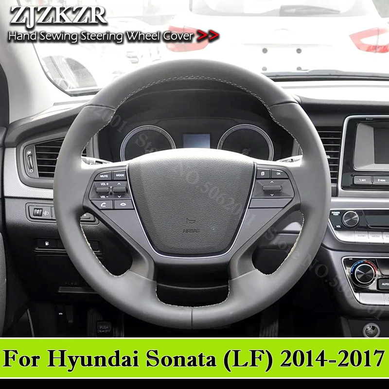 

Для Hyundai Sonata LF 2014-2016 2017: Автомобильные аксессуары для интерьера, изготовленные на заказ, с ручной прострочкой, из микрофибры, противоскользящие, из искусственной кожи
