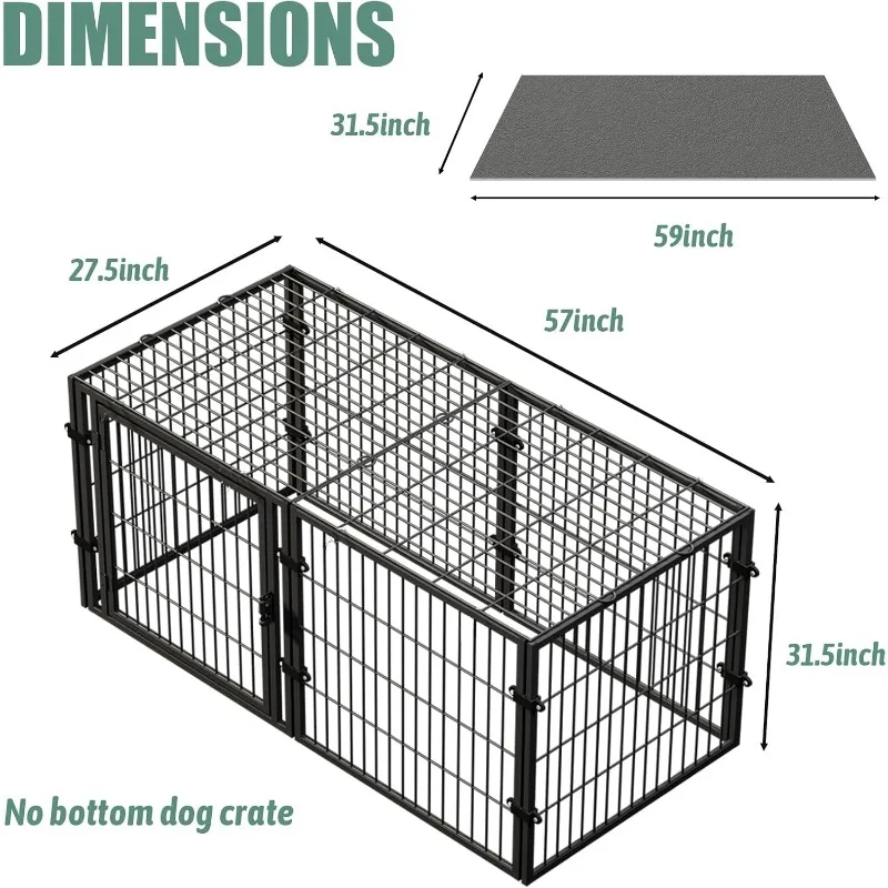 

Large Dog Crate – 57 Inch Metal Kennel for Medium and Small Dogs, Safe Indoor & Outdoor XL Big Puppy Bottomless Cage