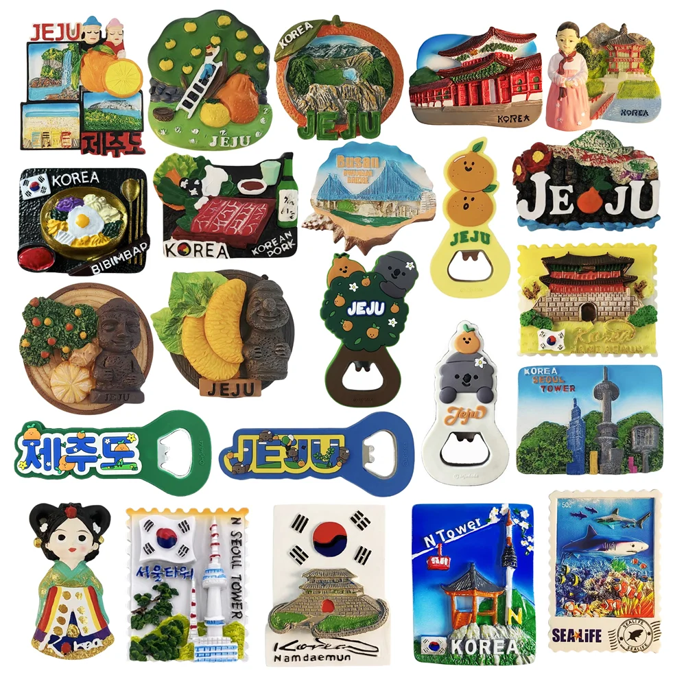 Asia Korea Jeju Customs And Culture 3D Refrigerator Magnets Fridge Magnetic Tourist Souvenir Articles Handicraft Gifts