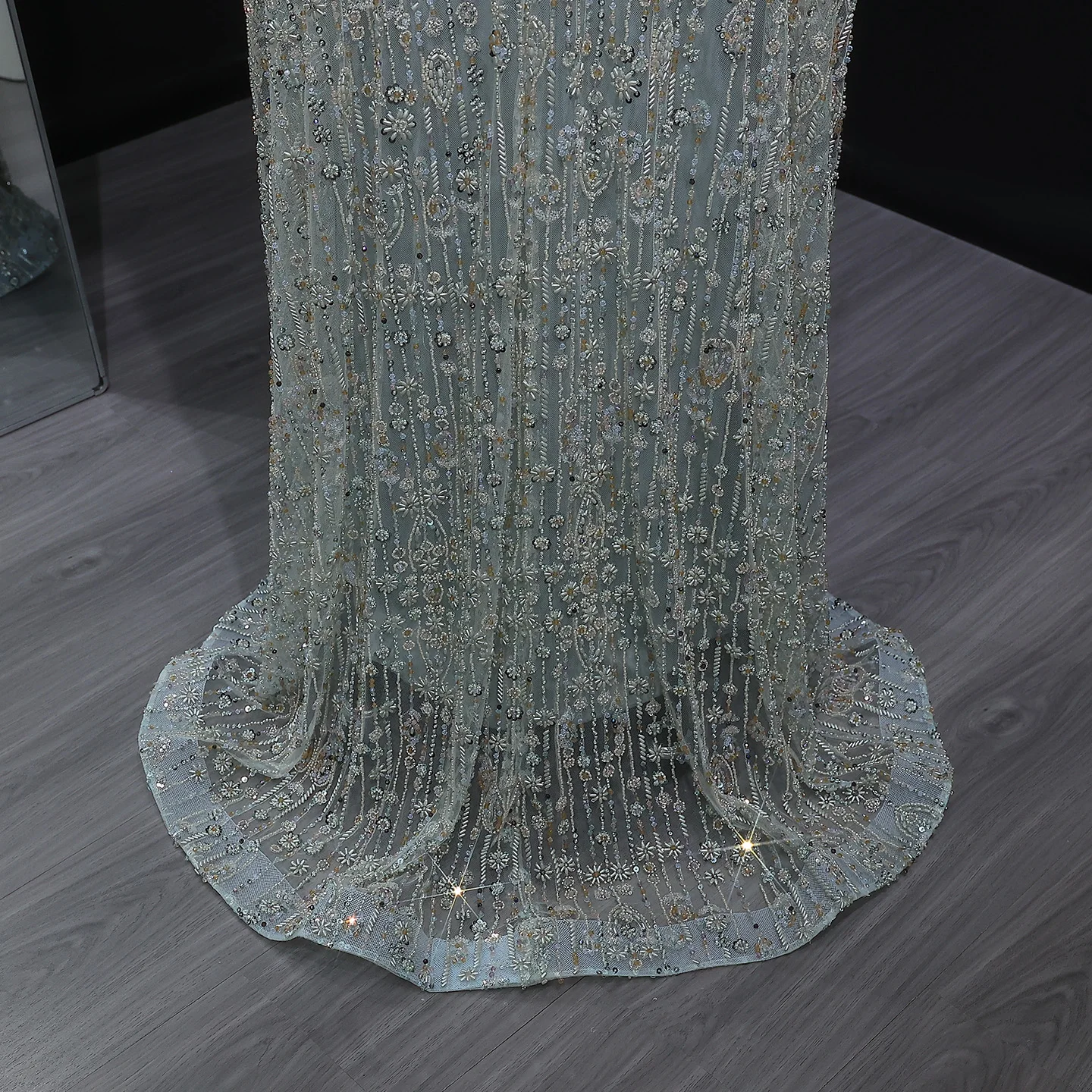 Sharon Said Hoge Hals Kristallen Veren Avondjurk met Cape Lichtblauw Abaya Vrouwen Bruiloft Jurken SS665 Aangepaste