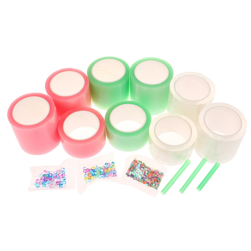 

1Set Color bubble blowing nano tape DIY Kneicyle nano rubber sleeve assembly sequin blow pipe double-sided tape