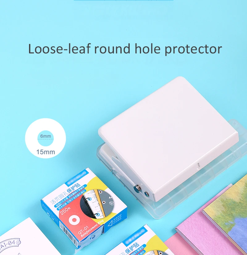 250 Labels Self-Adhesive Hole Punch Protector Loose-Leaf Paper Hole Reinforcement Labels Round Stickers for Office Supplies