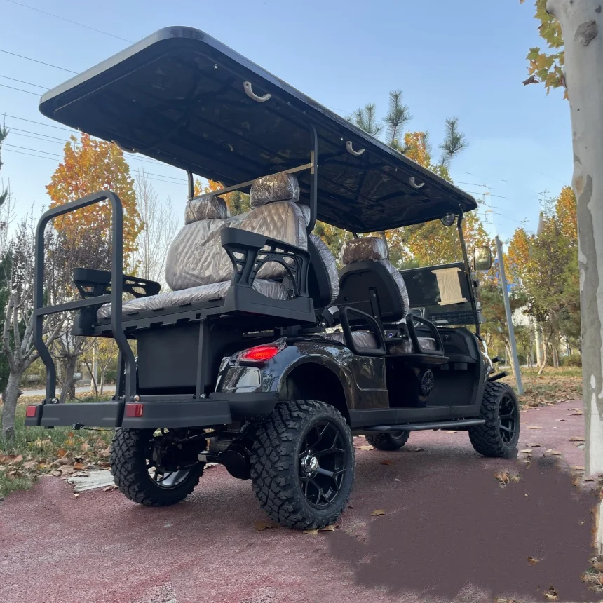 Hot Sale Electric Golf Cart Lithium Battery Powered Off-Road Golf Cart 12-Inch Off-Road Tires Upholstered Seat Sunshine Curtain