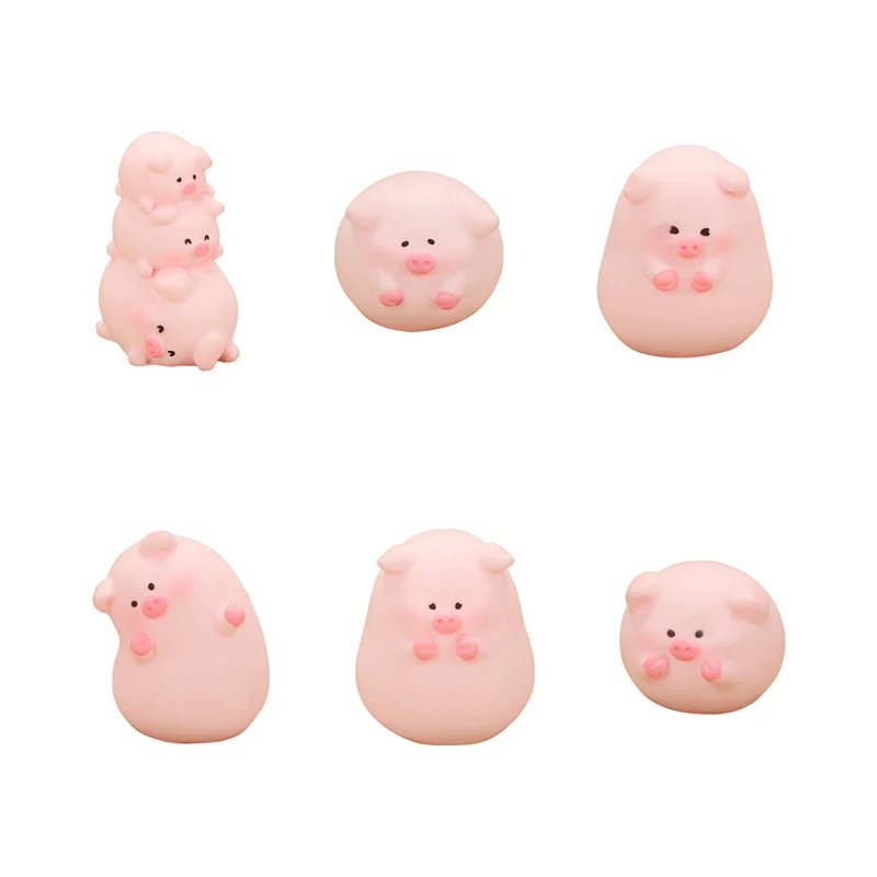 Cute Mini Piggy Ornament Cartoon Pig Figurine Micro Landscape Car Interior Home Desktop Decoration