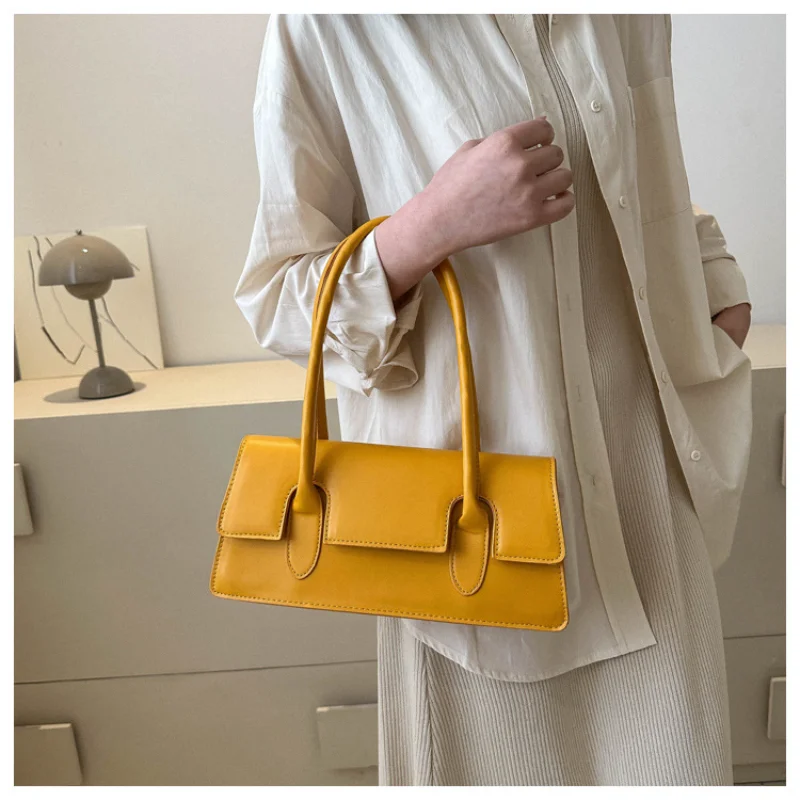 2023 New Handbag French Style PU Leather Solid Color Art Popular Design Shoulder Bag Business Travel Casual Shopping Phone Pouch