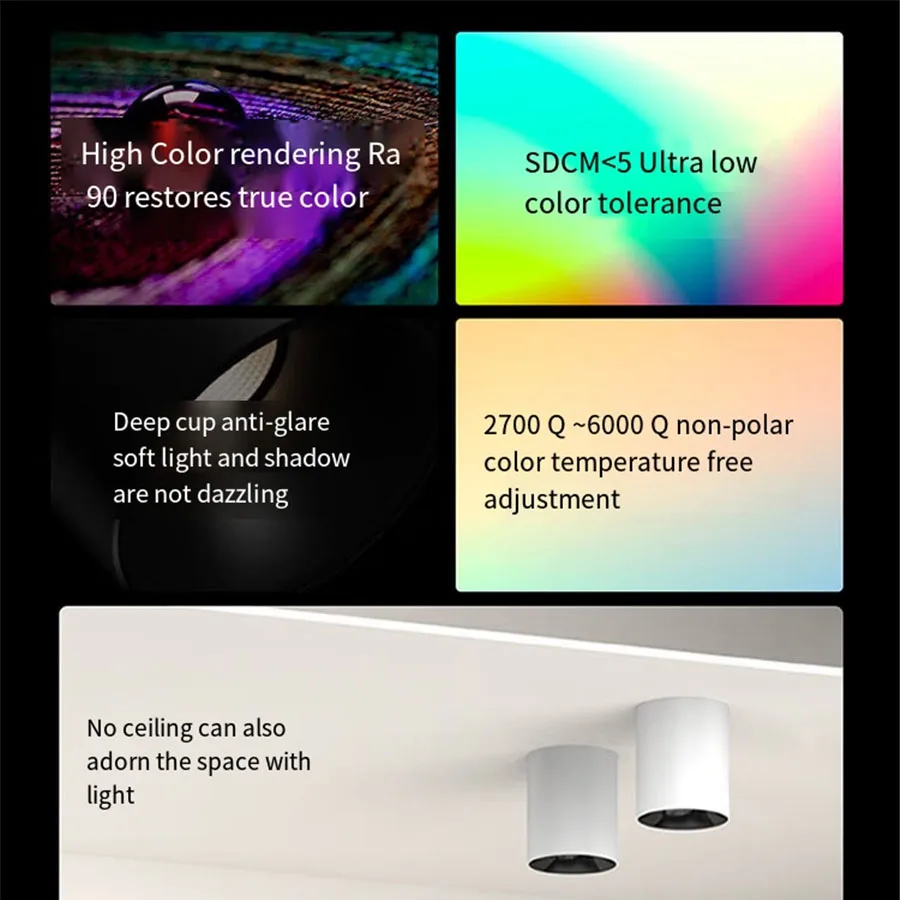 Aqara Smart Spotlight T1 Zigbee Surface mounted Dimming Round Light 6W Beam Angle 24°36° for Aqara App Homekit