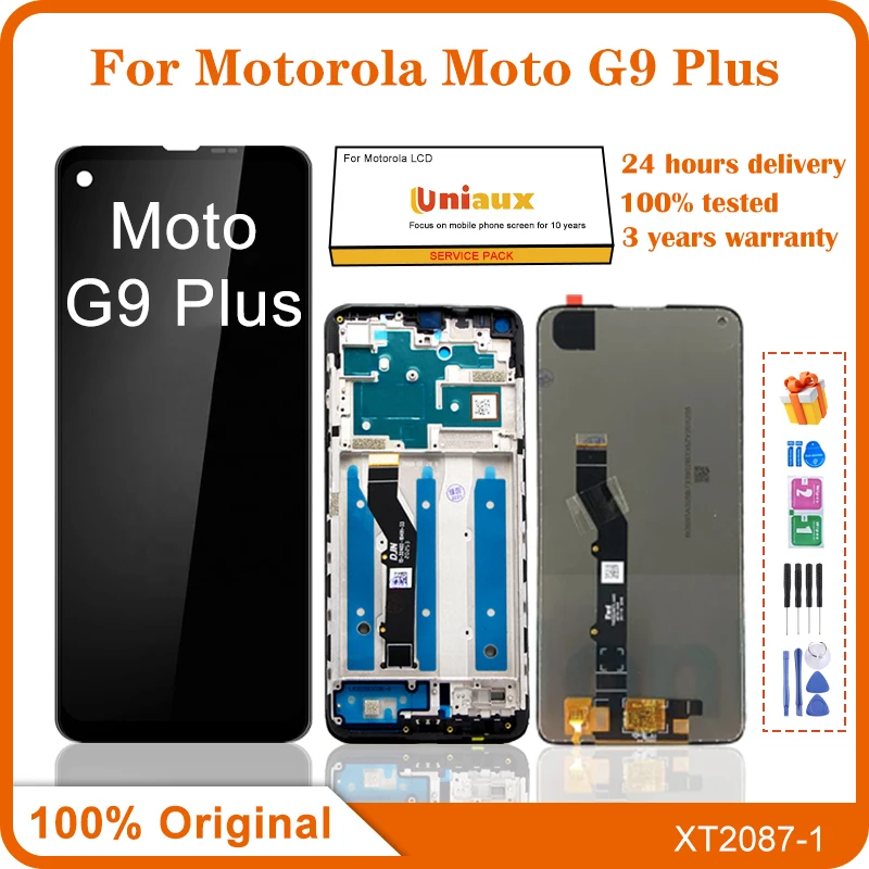 

ЖК-дисплей с сенсорным экраном и рамкой в сборе, Motorola Moto G9 Plus, XT2087-1, оригинал, 6,81 дюйма