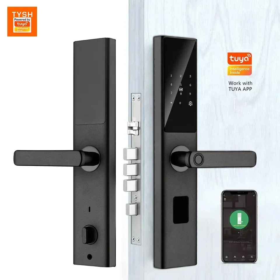 

Tuya TYSH Digital Keypad Door Lock Biometric Fingerprint Intelligent Digital Push Pull Smart Door Lock With Smart Life App