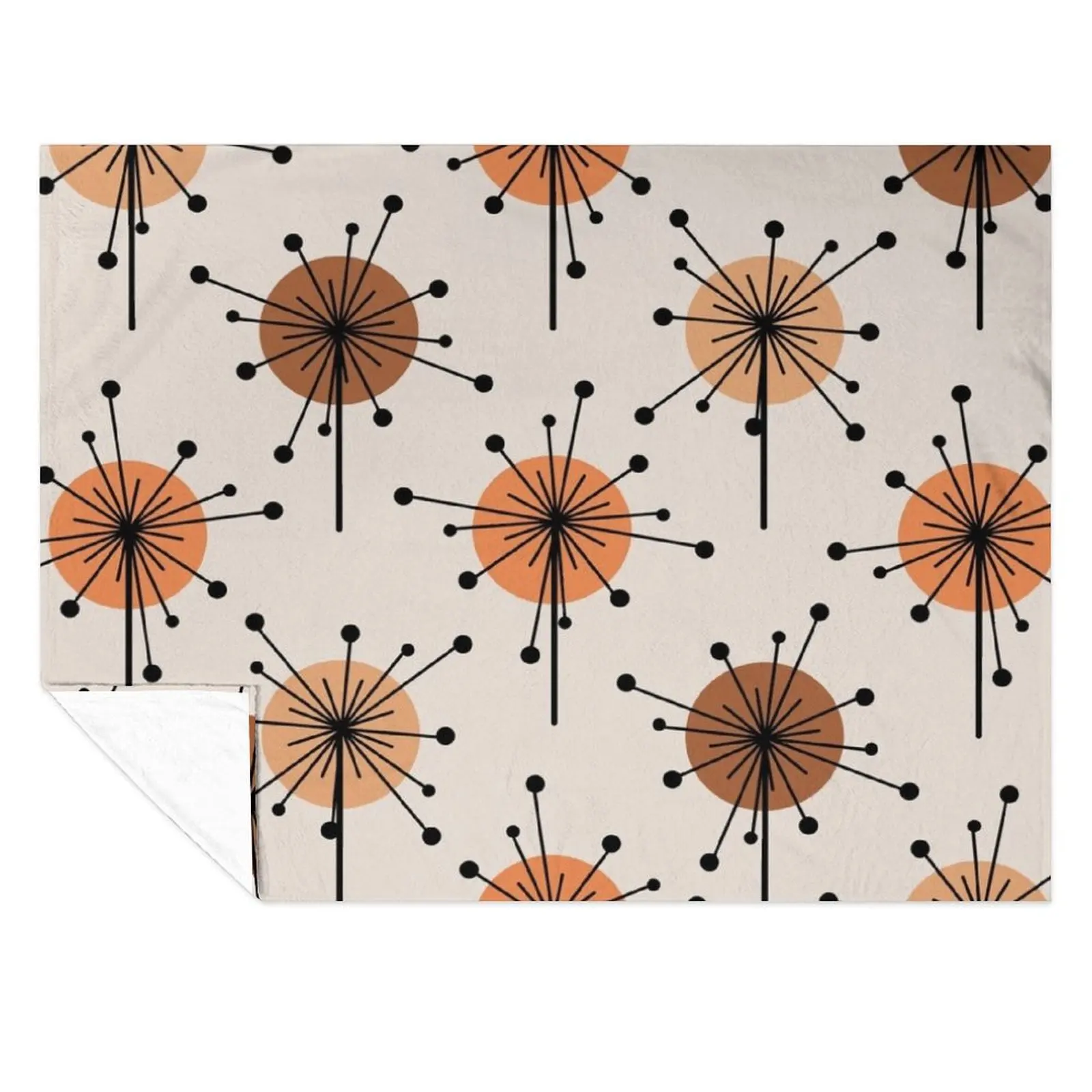 

Atomic Era Sputnik Starburst Flowers Orange Tan Throw Blanket Summer funny gift christmas gifts Blankets