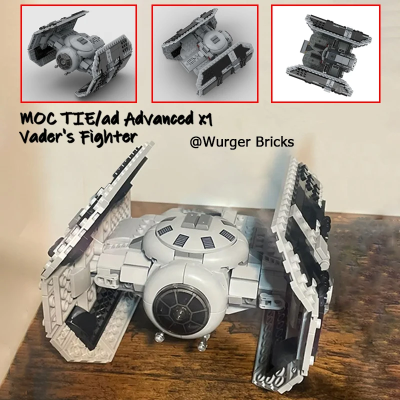 

MOC The 2 Pairs Red Ion Engine Exhausts TIE/ad Advanced x1 Blocks Model with laser Cannons/Cockpit Module Vader's Fighter Ships