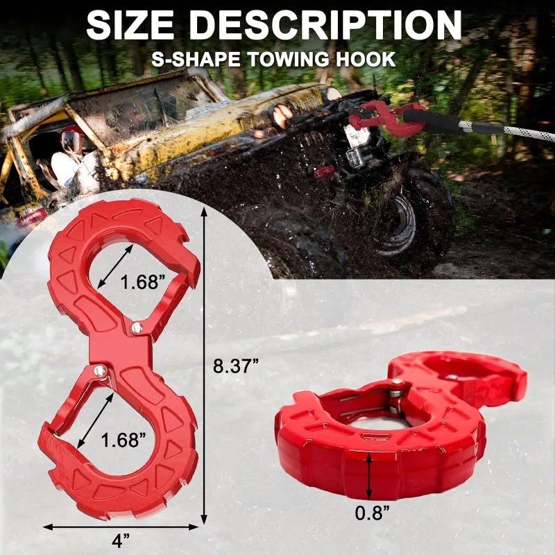 High Strength S-Type Winch Hook Forged Integrated S-Hook Shackle Anti-loosening Buckle Multifunctional Towing Hook