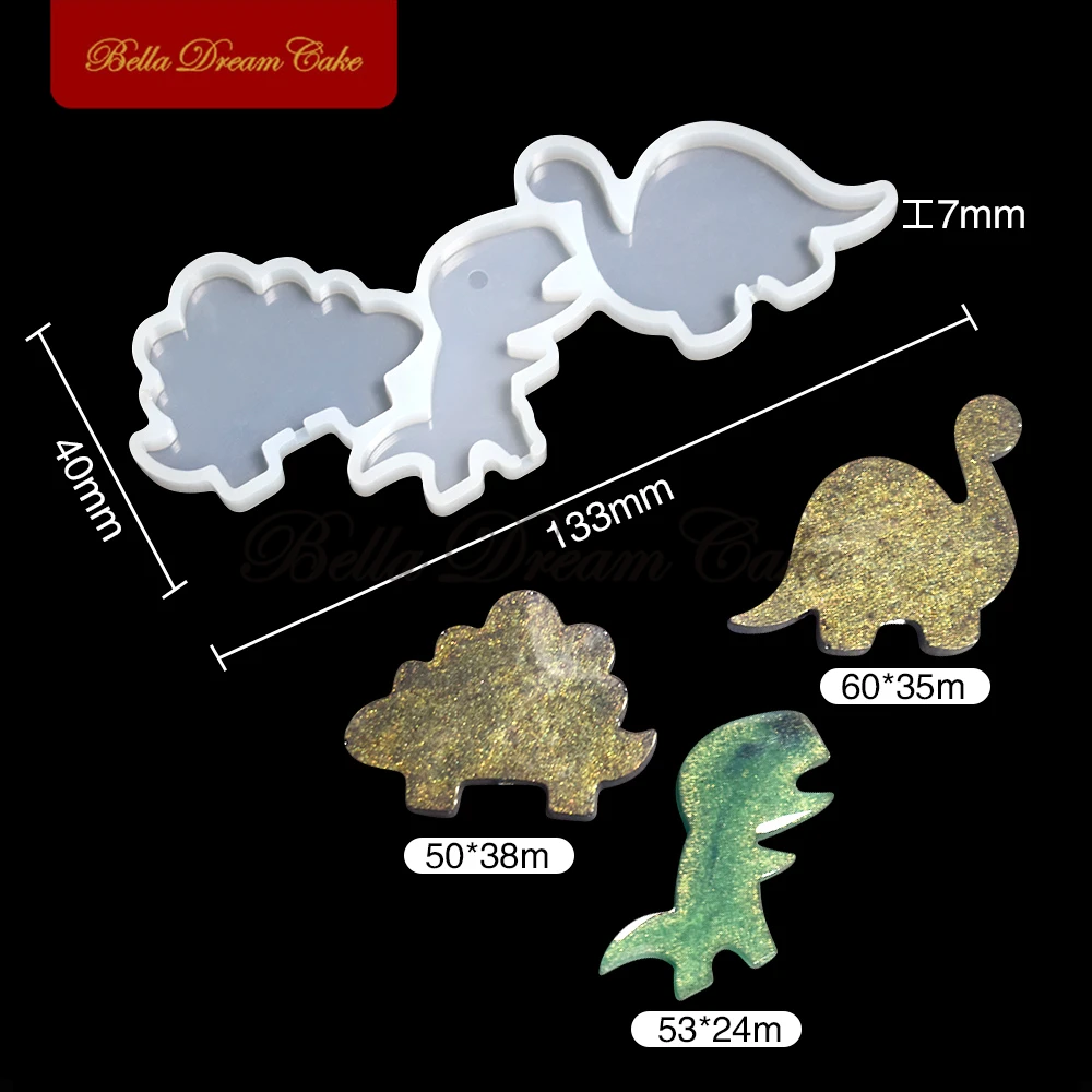 3D Cartoon Dinosaur Lollipop Silicone Mold Sugarcraft Chocolate Mould DIY Cupcake Topper Model Cake Decorating Tools Bakeware