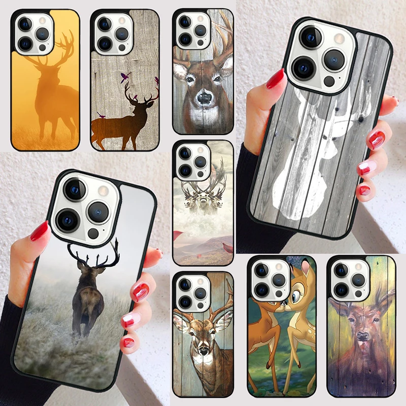 Stag Moose Reindeer Deer Dusk cover For iPhone 15 16 13 12 11 14 Pro Max Mini Max SE 2020 7 8 6S Plus Phone Case