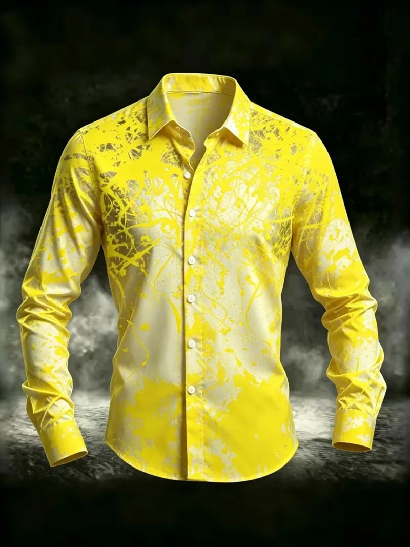 New Men's Deep Purple Daisy Flower 3D Printed Long Sleeve Shirt Texture Collar Outdoor Travel Top Clothing