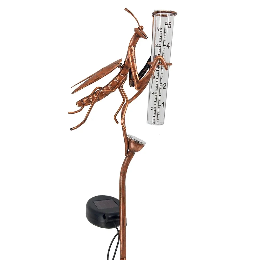 

Sturdy Outdoor Measuring Device Patio Rain Gauge 13*17.5*9.5CM Metal Rain Gauge Built-in Light Design Home Patio Decoration