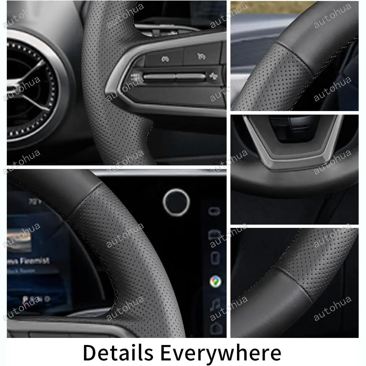 طقم خياطة غطاء عجلة القيادة، مناسب لسيارة تشيفي 2024 سيلفرادو EV/2024 Blazer EV، جلد من الألياف الدقيقة غير قابل للانزلاق وجيد التهوية